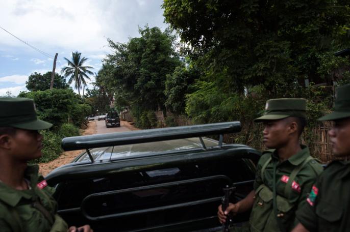 (File) Members of the United Wa State Army travelling in a convoy in Poung Par Khem region, near the Thail and Myanmar border. Photo: Ye Aung Thu/AFP