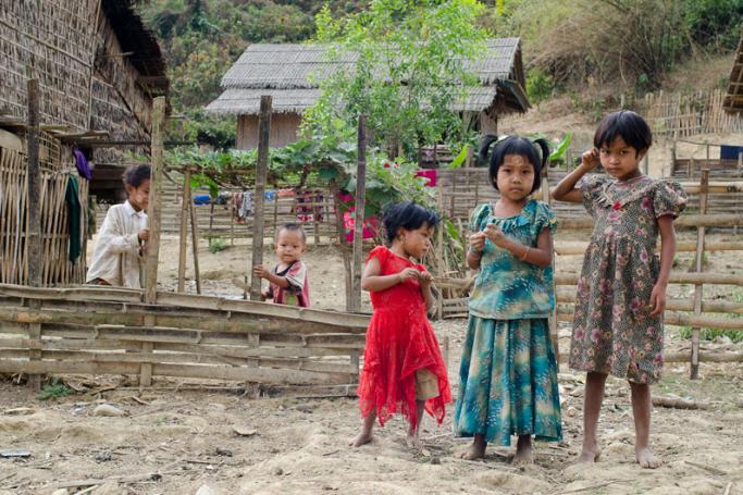 Young children in a village a few miles outside of Sittwe in Rakhine State. Photo: Seng Mai