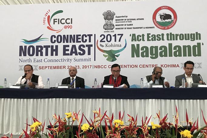 Connect North East panel: From left to right - Mr Gaurav Gogol, Member of Parliament; Mr Gautam Mukhopadhaya, former ambassador of India to Myanmar; HE Sai Kyaw Zaw; Mr Pankaj Kumar, Chief Secretary, Government of Nagaland; and Mr Arun Chawla, Deputy Secretary General, FICCI. Photo: Mizzima