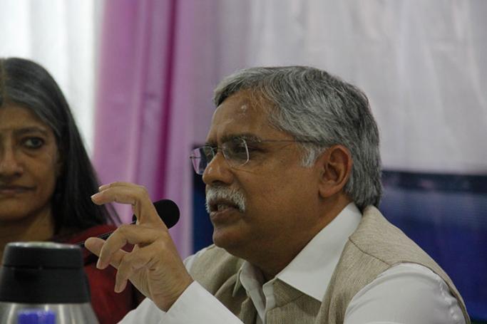 Visiting Indian economist Prof. C P Chandrasekhar speaking during an ActionAid and Mizzima Media arranged discussion on August 25 in Nay Pyi Taw. Photo: Min Min/Mizzima