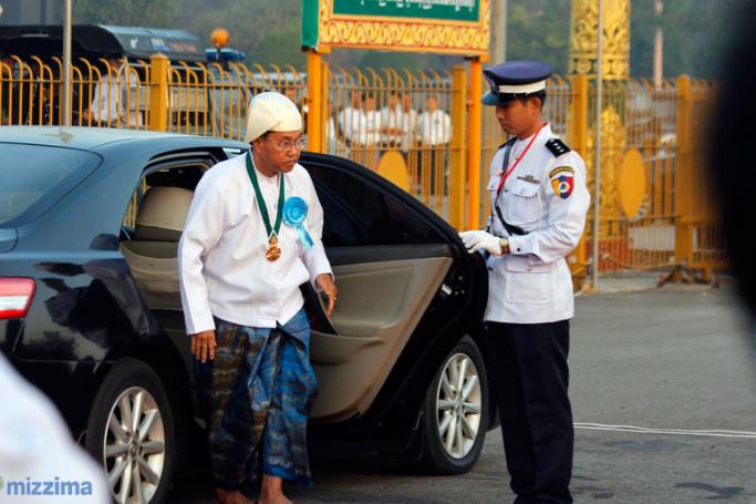 Yangon region chief Minister U Myint Swe arrives as the 69th Union Day celebration at People's Square and Park in Yangon on 12 February 2016. Photo: Thet Ko/Mizzima