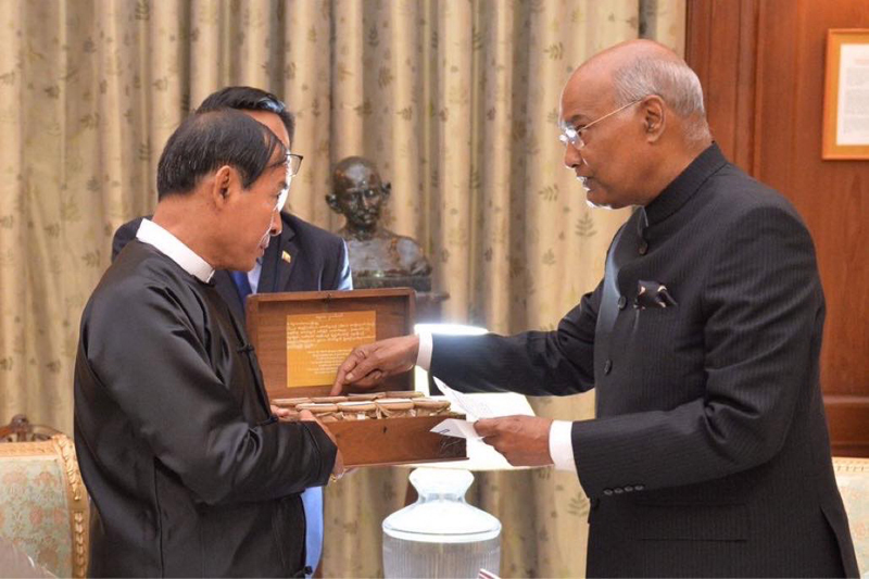 Myanmar president receives holy gift from his Indian counterpart ...