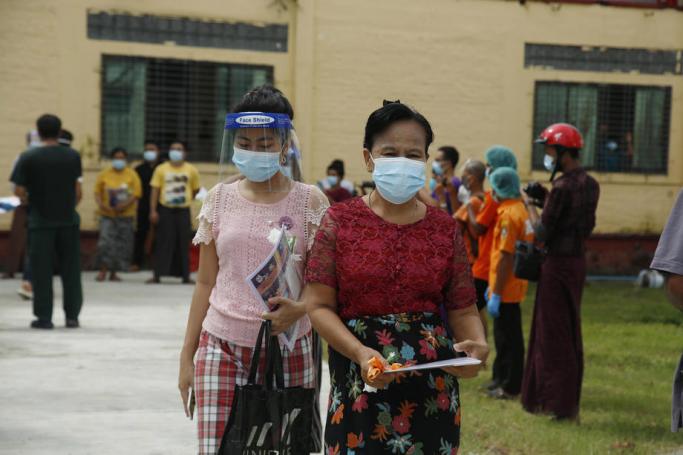 A group of Covid-19 patients are discharged from Sittwe hospital, Sittwe, Rakhine, Myanmar, 08 September2020. Photo: Nyunt Win/EPA