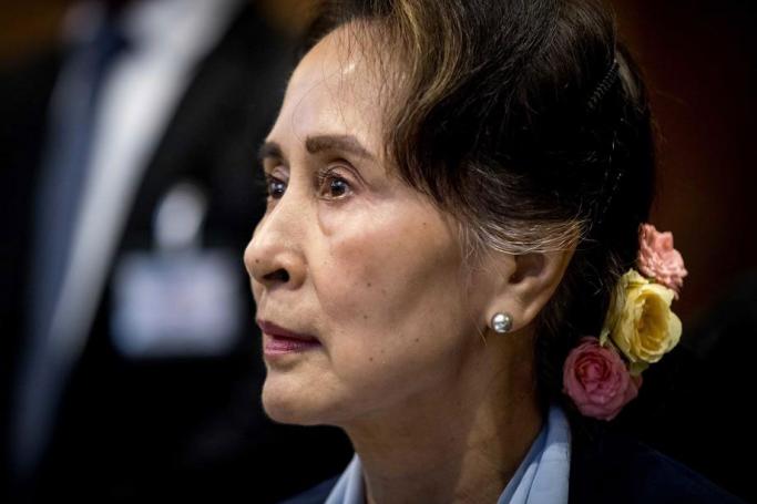 Myanmar State Counselor Aung San Suu Kyi during the second day before the International Court of Justice (ICJ) in the Peace Palace, The Hague, The Netherlands, 11 December 2019. Photo: Koen Van Weel/EPA