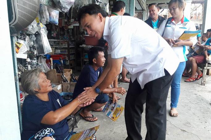 Bill Kayong on the campaign trail in Bekenu town in the run-up to the May 7 Sarawak election. Photo: Bill Kayong/Facebook
