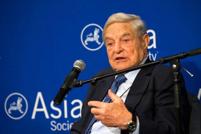 Billionaire philanthropist George Soros, chairman of the Open Society Foundations, speaking at Asia Society in New York on April 20, 2015. Photo: Elena Olivo/Asia Society
