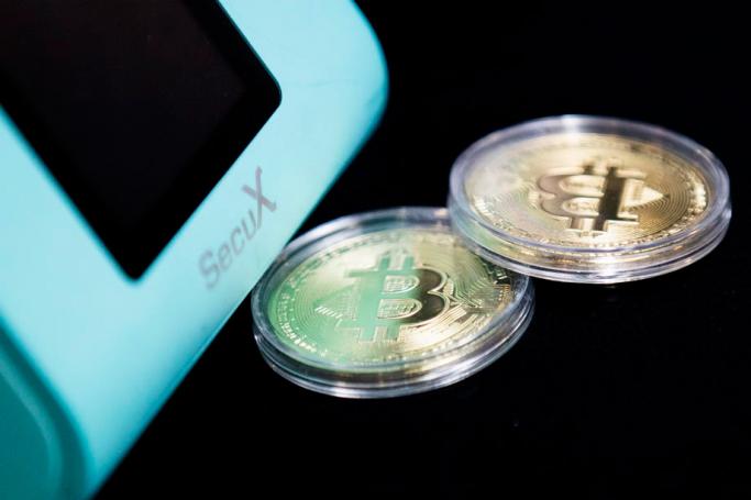 Bitcoin coins are displayed at the SecuX booth at the Sands during the 2020 International Consumer Electronics Show in Las Vegas, Nevada, USA, 09 January 2020. Photo: EPA