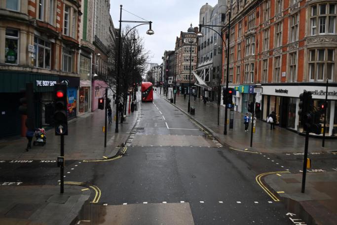 A deserted Oxford Street in London, Britain. Photo: EPA