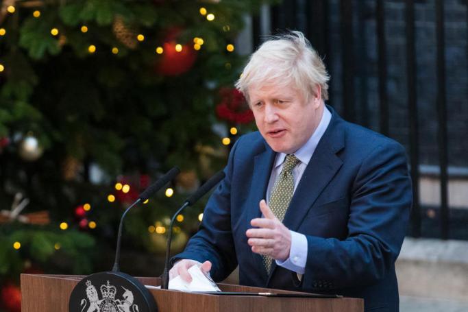 Britain's Prime Minister Boris Johnson delivers a speech at 10 Downing Street in London, Britain, 13 December 2019. Photo: Vickie Flores/EPA