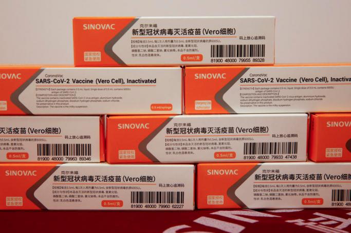Sinovac's COVID-19 vaccine candidate CoronaVac are displayed at Sinovac Biotech during a government-organized media visiting in Beijing, China. Photo: EPA