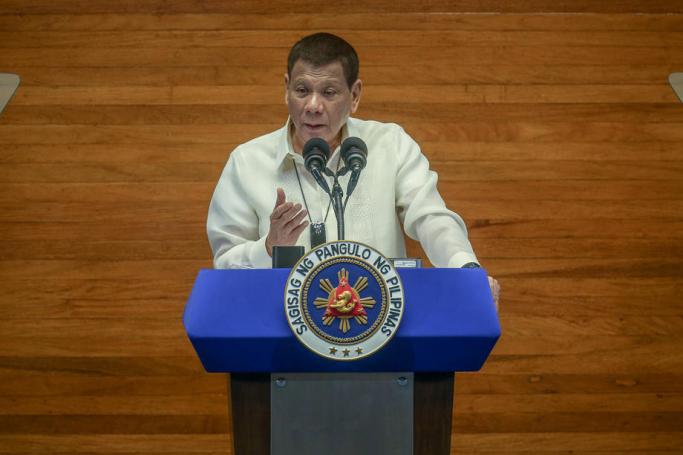 A handout picture made available by the Presidential Photographers Division shows Philippine President Rodrigo Duterte giving his speech during the State of the Nation Address in Quezon City, north east of Manila, Philippines, 27 July 2020. Photo: EPA