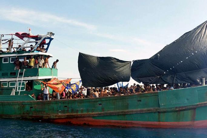 Flashback - Ethnic Muslim Rohingya migrants, believed to have come from Myanmar and Bangladesh, on an abandoned boat drifting in the Andaman Sea close to Malaysia, southern Thailand, 14 May 2015. Photo: EPA
