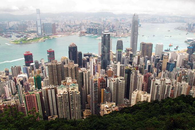 A view of the Hong Kong skyline from the Peak in Hong Kong, China. Photo: Paul Hilton/EPA
