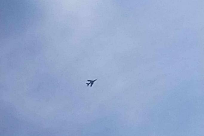 Image: On September 17th, the jet plane of SAC that flew over Mogok city all day long.
