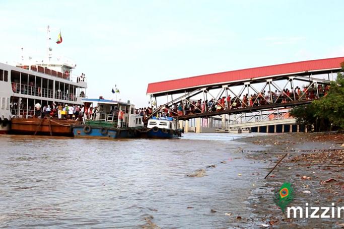 The bridge will improve communications between Yangon and Dalla. Ferry terminal photo by Mizzima
