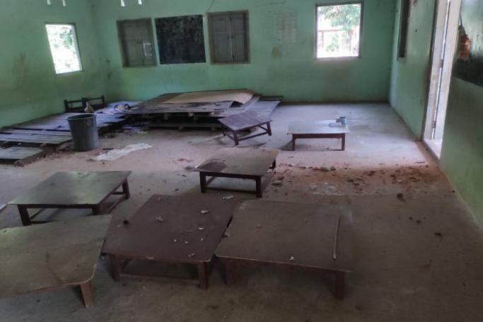 File Photo: A picture of a classroom seen after the airstrike on Layakgone Village, Depeyin Township