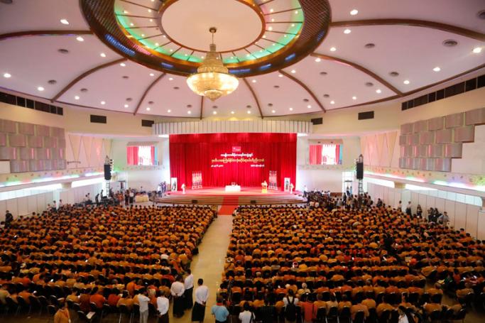 Members of the National League for Democracy (NLD) party attend the 2nd Nationwide NLD party congress at the Myanmar Convention Center (MCC) in Yangon, Myanmar, 23 June 2018. Photo: Nyein Chang Naing/EPA
