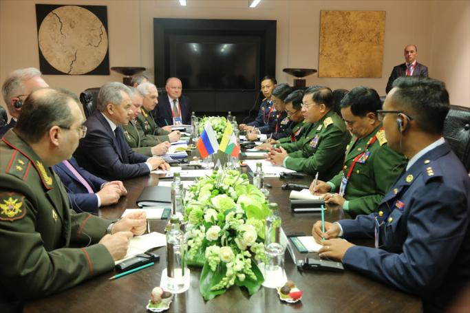 Senior General Min Aung Hlaing attends opening ceremony of 8th Moscow Conference on International Security; meets Minister of Defence of Russian Federation. Photo: seniorgeneralminaunghlaing.com.mm