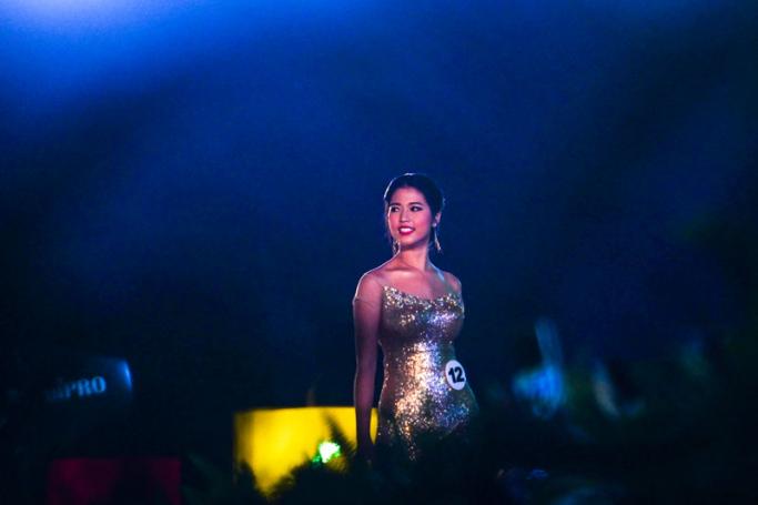 Miss Pa-Oh Hnin Phyu Phyu Lwin walks on stage as she participates in the Miss Ethnic Myanmar 2019 contest during the Myanmar Ethnics Culture festival in Yangon on January 29, 2019. This event is being held between January 25 and 30. Photo: Ye Aung Thu/AFP