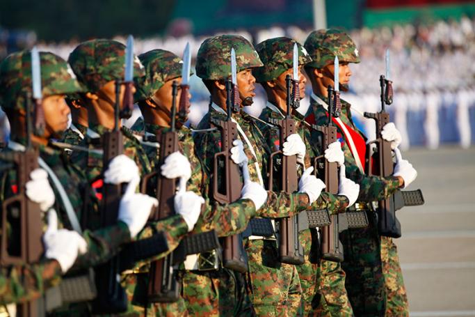 Myanmar military parades during the 67th Myanmar independent Day in Nay Pyi Taw on 4 January, 2015. Photo: Hong Sar/Mizzima
