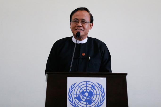 Myanmar Ministry of International Cooperation Minister Kyaw Tin. Photo: Hein Htet/EPA