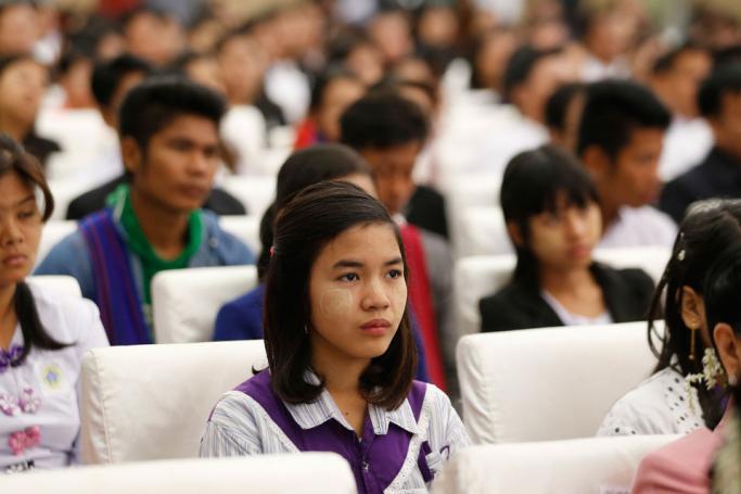 (File) Myanmar youth attend the launch ceremony for the Myanmar's Youth Policy at the Myanmar International Convention Center 2 in Naypyitaw, Myanmar, 05 January 2018. Photo: EPA