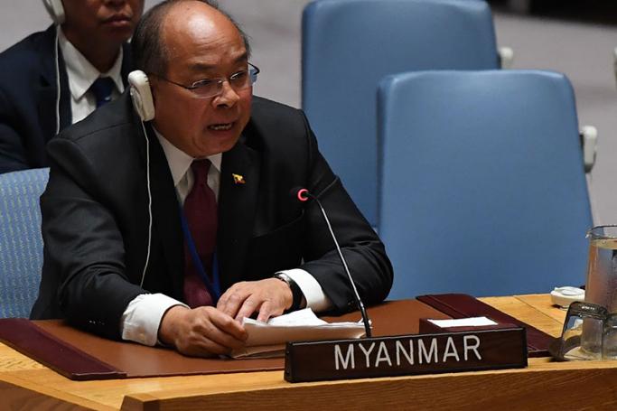 Myanmar National Security Adviser Thaung Tun during the Security Council meeting to discuss the violence in Myanmar at the United Nations in New York September 28, 2017. Photo: Timothy A. Clary/AFP
