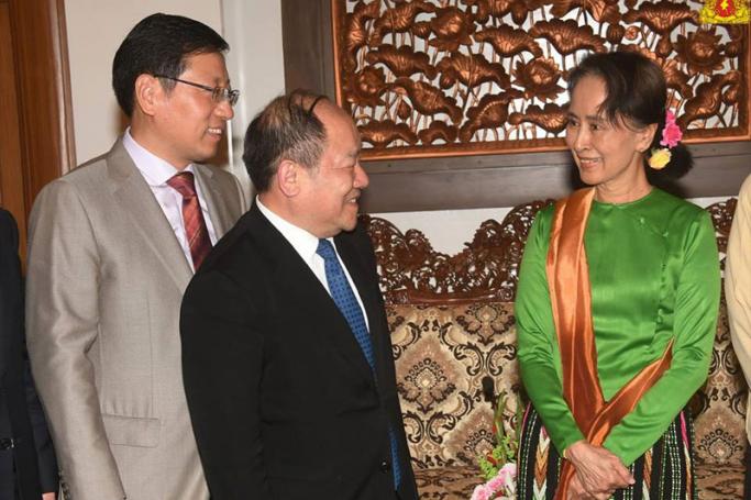 Daw Aung San Suu Kyi, State Counsellor and Union Minister for Foreign Affairs, received the delegation led by Mr. Ning Jizhe, Vice Chairman of National Development and Reform Commission (NDRC) of the People’s Republic of China on 26 November 2018 at the Ministry of Foreign Affairs in Nay Pyi Taw. Photo: Myanmar State Counsellor Office