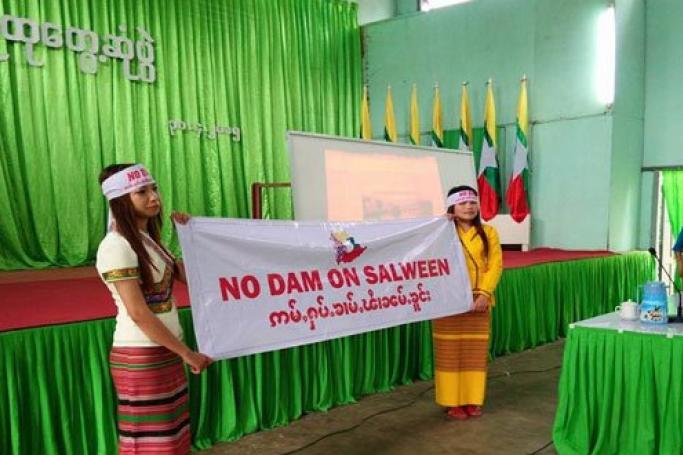 Saying no to dams on the Salween or ThanLwin river. Photo: SHRF
