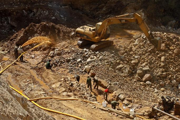 Mine workers at the ruby mine site in Mogok, about 200 km north of Mandalay, Mandalay division, Myanmar.