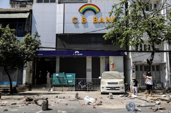 (File) A CB Bank branch in Yangon. Photo: EPA