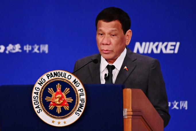 Philippine President Rodrigo Duterte delivers a speech during the 25th International Conference on The Future Of Asia in Tokyo on May 31, 2019.  