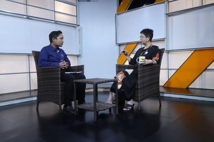 Singapore Ambassador to Myanmar Ms Vanessa Chan talks to Mizzima TV. Photo: Mizzima