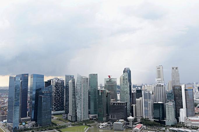The skyline of the Central Business District seen from the skypark of the Marina Bay Sands integrated resort in Singapore. Photo: Wallace Woon/EPA
