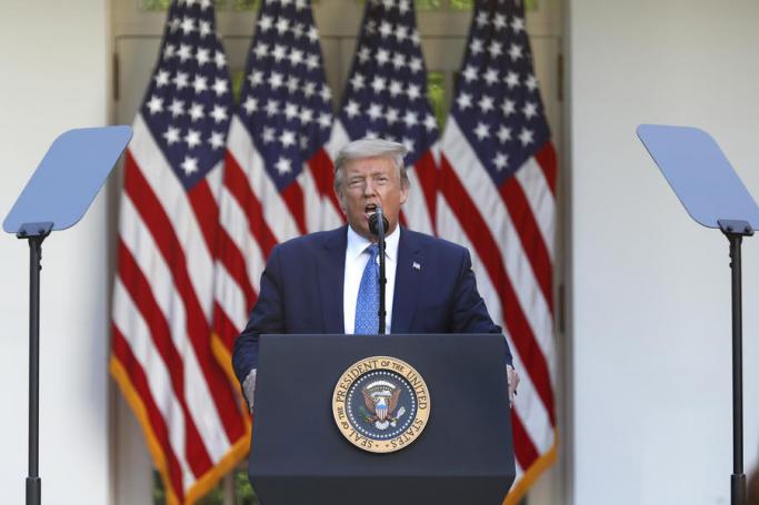 US President Donald J. Trump delivers remarks in the Rose Garden at the White House in Washington, DC, USA, 01 June 2020. Photo: EPA
