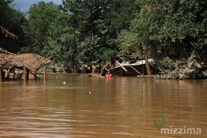 Floodwaters submerged areas of Ye township in Mon State on August 12, 2019. Photo: Thura/Mizzima 