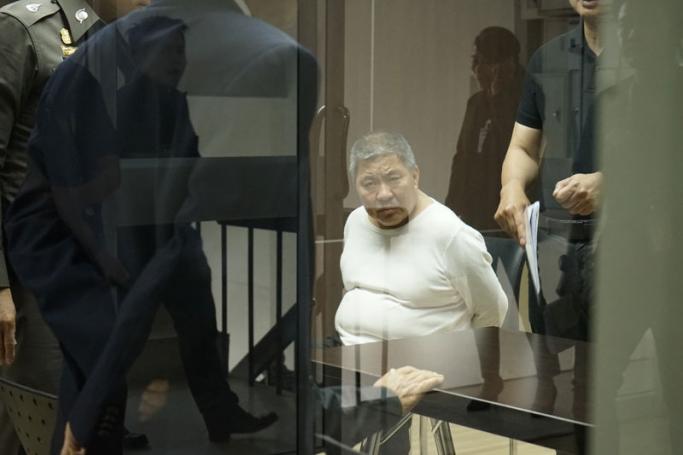 This photo taken on April 20, 2017 shows Tun Hung Seong, dubbed "The Malaysian Iceman", in custody following his arrest a day earlier on suspicion of trafficking methamphetamine from Thailand to Malaysia, at the Office of Narcotics Control Board in Bangkok. Photo: Aidan Jones/AFP