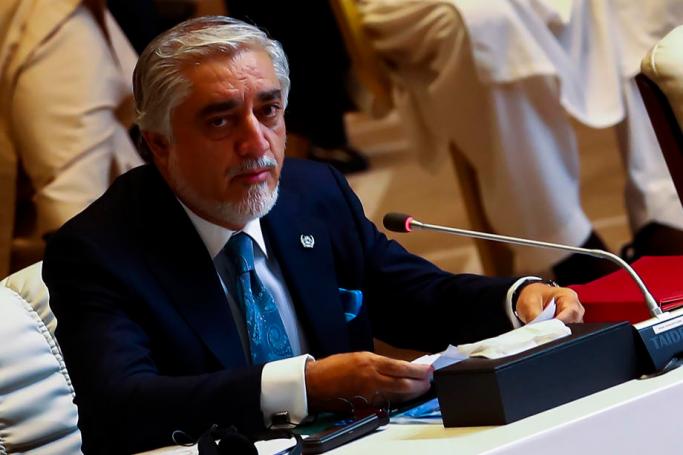 Afghanistan Peace Grand Council chief, Abdullah Abdullah speaks during the opening session of the peace talks between the Afghan government and the Taliban in Doha, Qatar, 12 September 2020. Photo: EPA