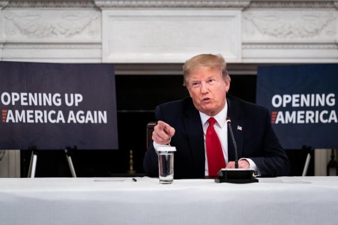 US President Donald Trump speaks during a meeting with industry executives on the reopening of the economy at the White House in Washington, DC., USA, 29 May 2020. Photo: EPA