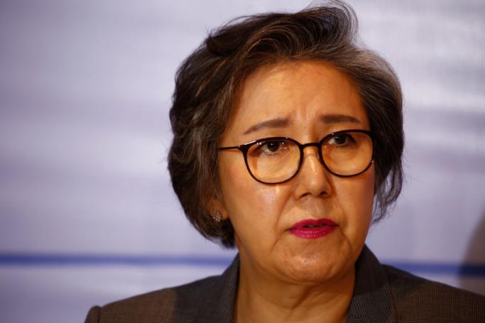 United Nations Special Rapporteur on the situation of Human Rights in Myanmar, South Korean university professor Yanghee Lee, addresses the media in Dhaka, Bangladesh, 25 January 2019. Photo: Monirul Alam/EPA