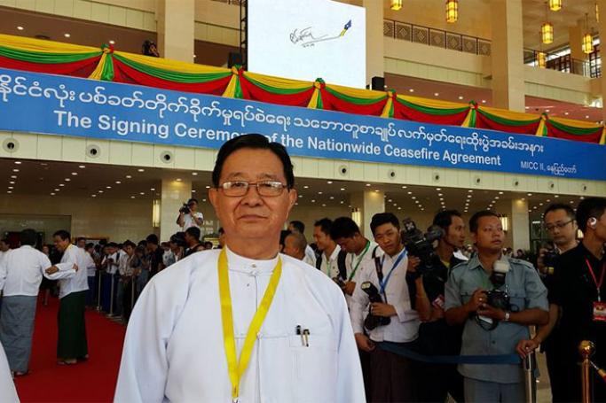 Union Minister U Aung Min at the Signing Ceremony of the Nationwide Ceasefire Agreement on October 15, 2015. Photo: Nyo Ohn Myint/Facebook
