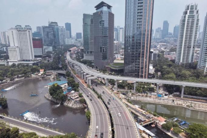 This aerial picture shows business district in downtown Jakarta. Photo: AFP