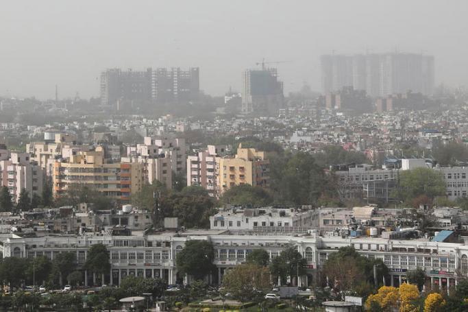An aerial view shows the city engulfed in heavy smog in New Delhi, India, 17 March 2021. Photo: EPA