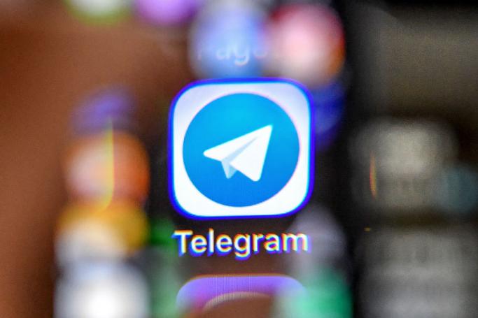 Telegram on a smart phone screen. Photo: AFP