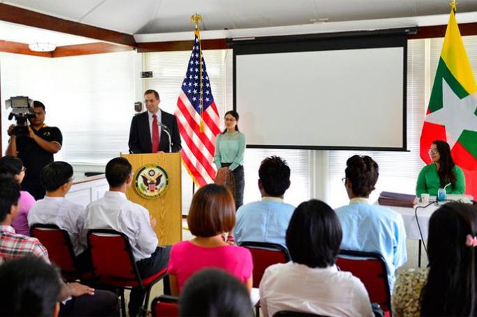 U.S. Embassy hosting an award ceremony for recipients of 11 new U.S.-funded small grants back on May 8, 2015. Photo: US Embassy Yangon
