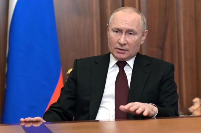 President Vladimir Putin addresses the Russian Nation on what is happening in the Donbass and on the border with Ukraine in Moscow, Russia, 21 February 2022. Photo: EPA