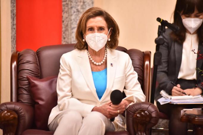 US House Speaker Nancy Pelosi attends a meeting with Taiwan’s Vice President of the Legislative Yuan Tsai Chi-Chang, at the Legislative Yuan in Taipei, Taiwan, 03 August 2022. Photo: EPA