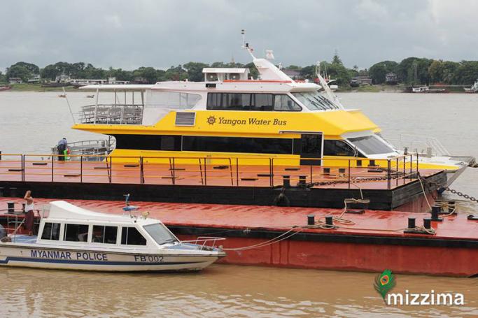 Two catamaran hull type Yangon Water Bus vessels imported from Australia at Nanthida Jetty in Yangon on August 16. Photo: Thura/Mizzima
