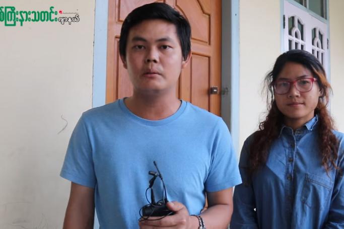 The artists, Zayar Hnaung (left) and Ja Sai (right). Screengrab from Myitkyina News Journal's Video