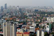 A general view shows building and property developments in Phnom Penh. Photo: AFP